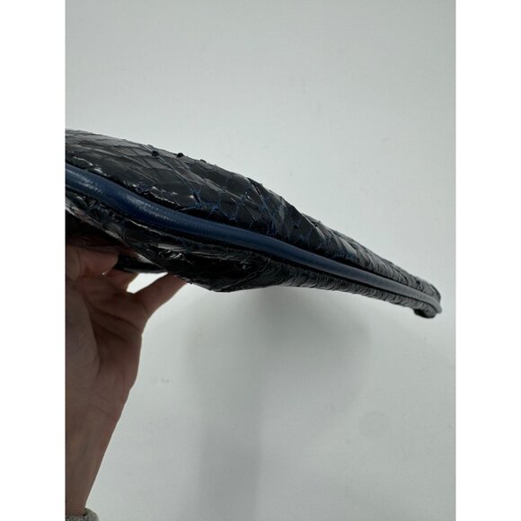 Vintage J. Renee Novae Black/Blue Python Embossed Leather Clutch - Picture 8 of 11
